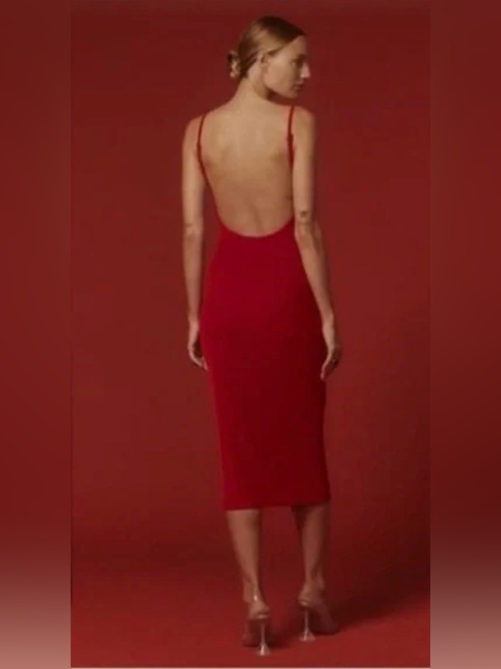 Reformation Merel Velvet Dress - Red - Picture 3 of 7